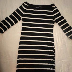 Heir Lines Black Striped Bodycon Dress - Like New